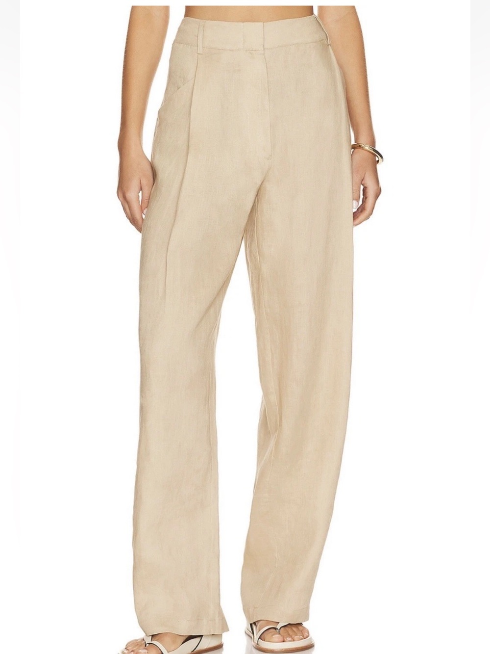 NWOT AEXAE Linen High-Rise Trousers - Beige. Women’s Large